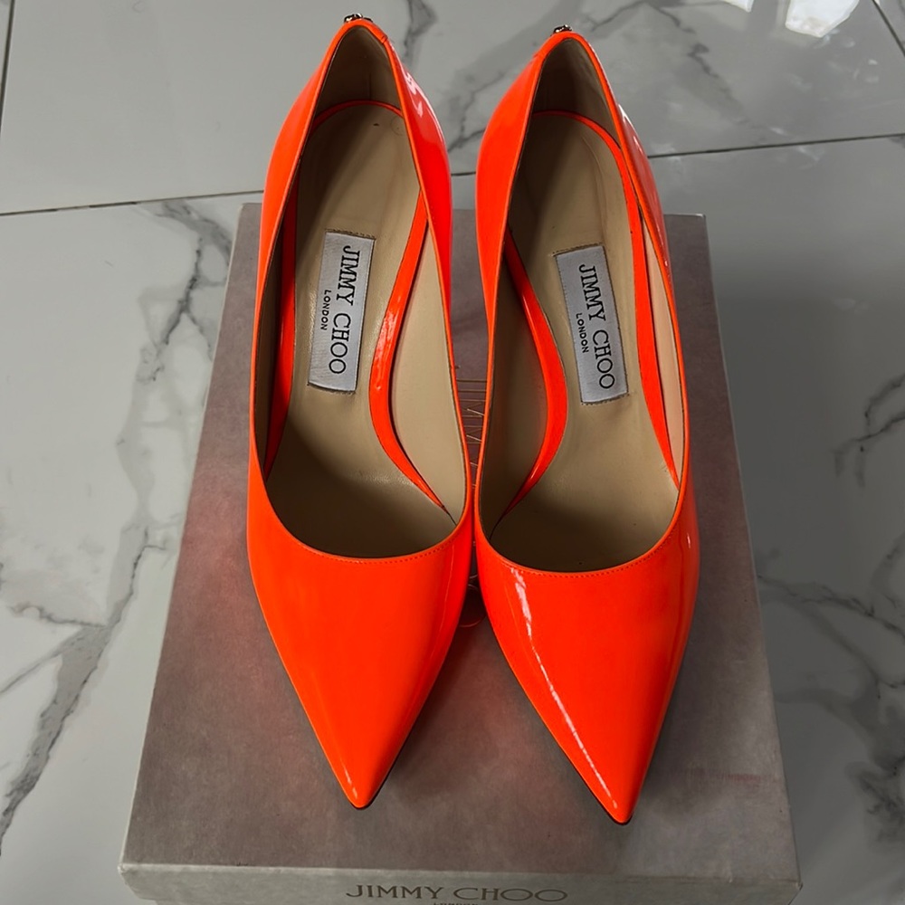 Orange Jimmy Choo stilettos size 37 1/2 like new